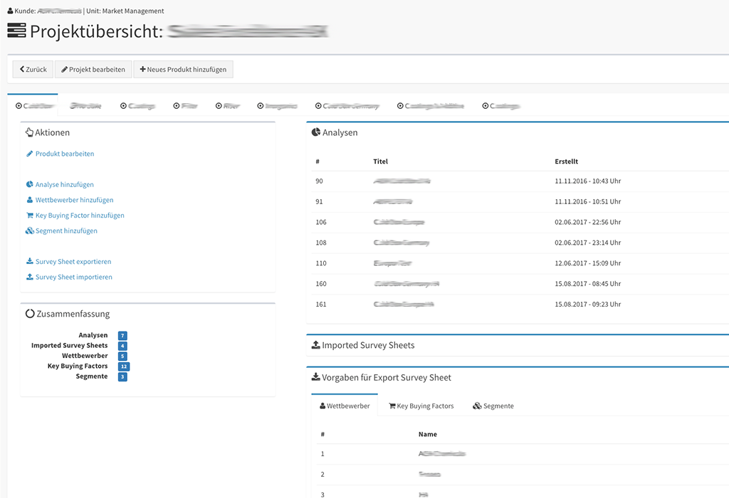 Design und Entwicklung Customer and Product Value Tool