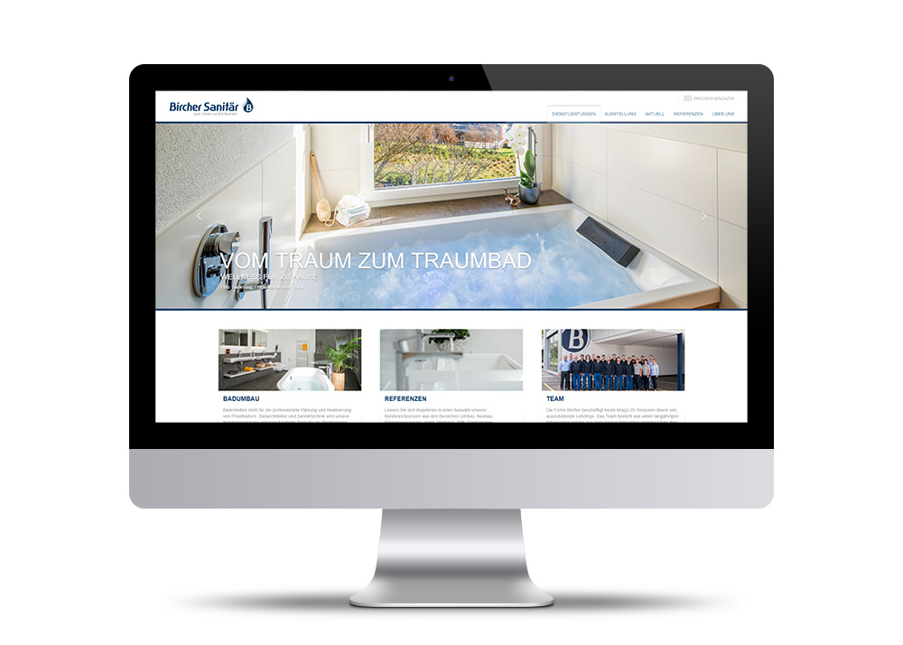 Design und Entwicklung der Website Bircher Sanitär