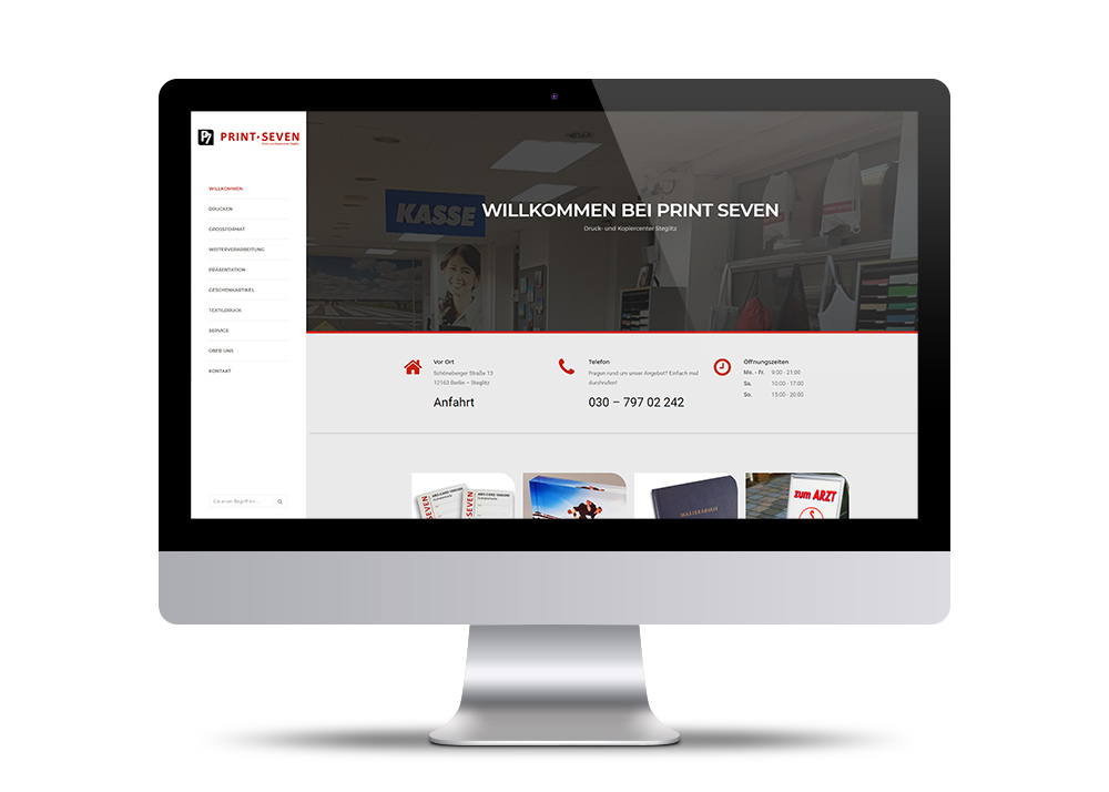 Design und Entwicklung der Website Print-Seven